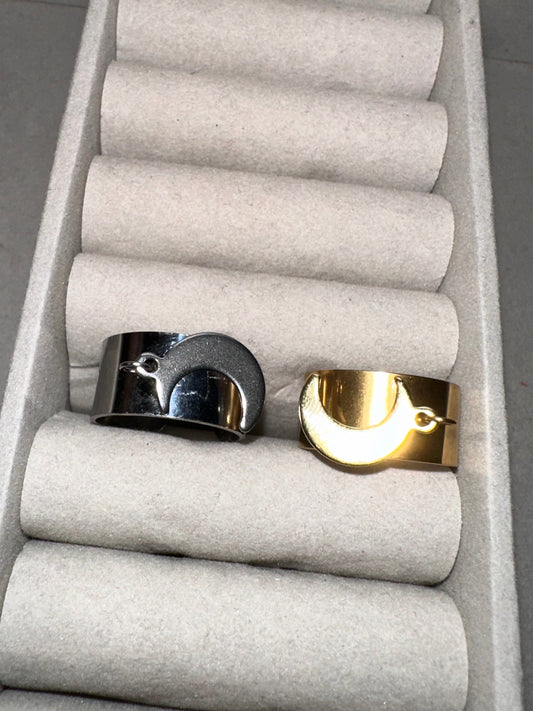 Bague lune acier inoxydable 